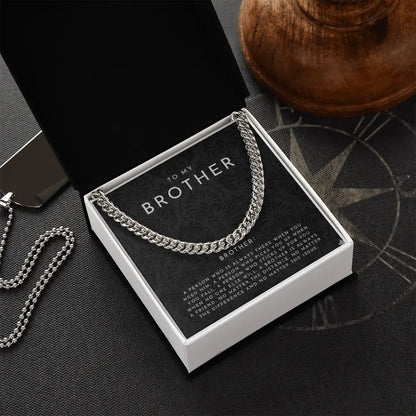 Silver chain bracelet in white gift box with black card that reads To My Brother, jewelry gift for brother