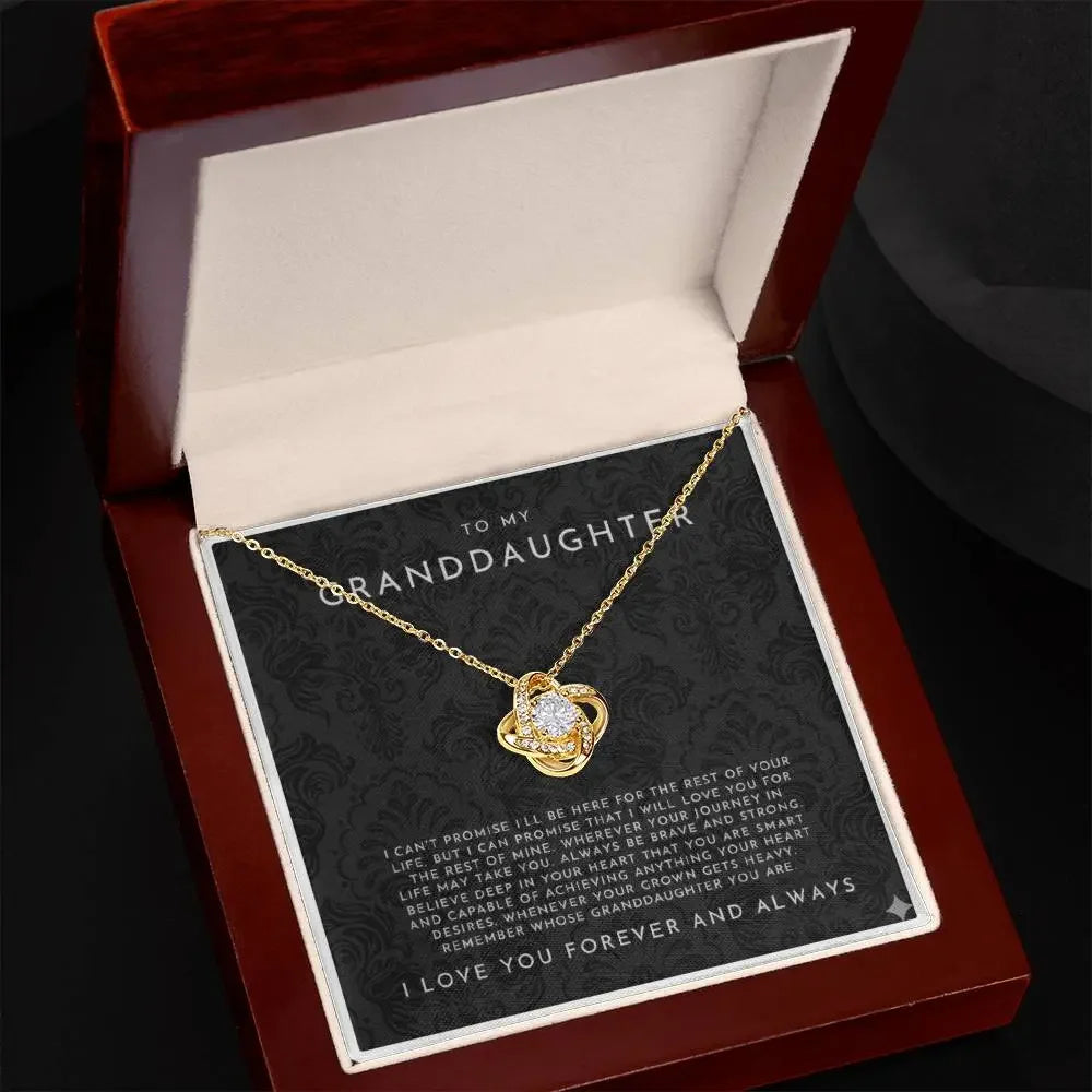 Gold heart-shaped pendant necklace with crystals in elegant gift box for granddaughter
